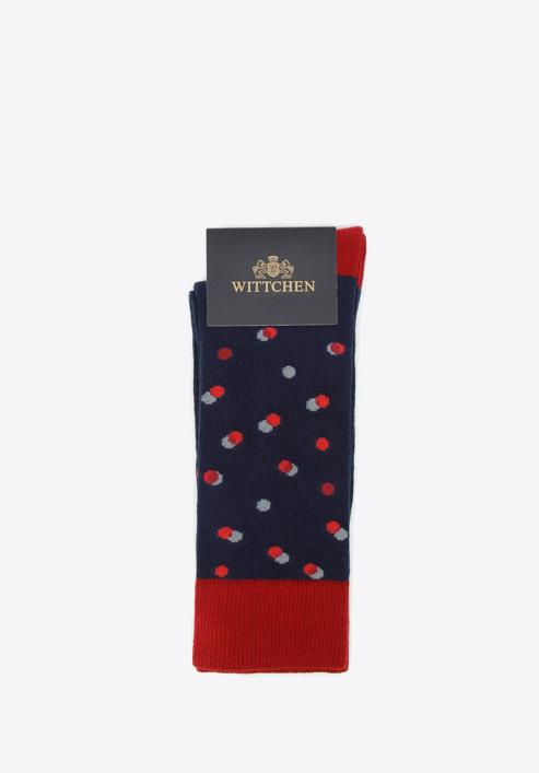 Men's dotted socks, navy blue-red, 96-SM-050-X4-40/42, Photo 3