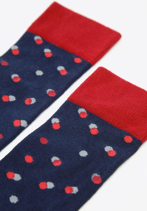 Men's dotted socks, navy blue-red, 96-SM-050-X4-40/42, Photo 4