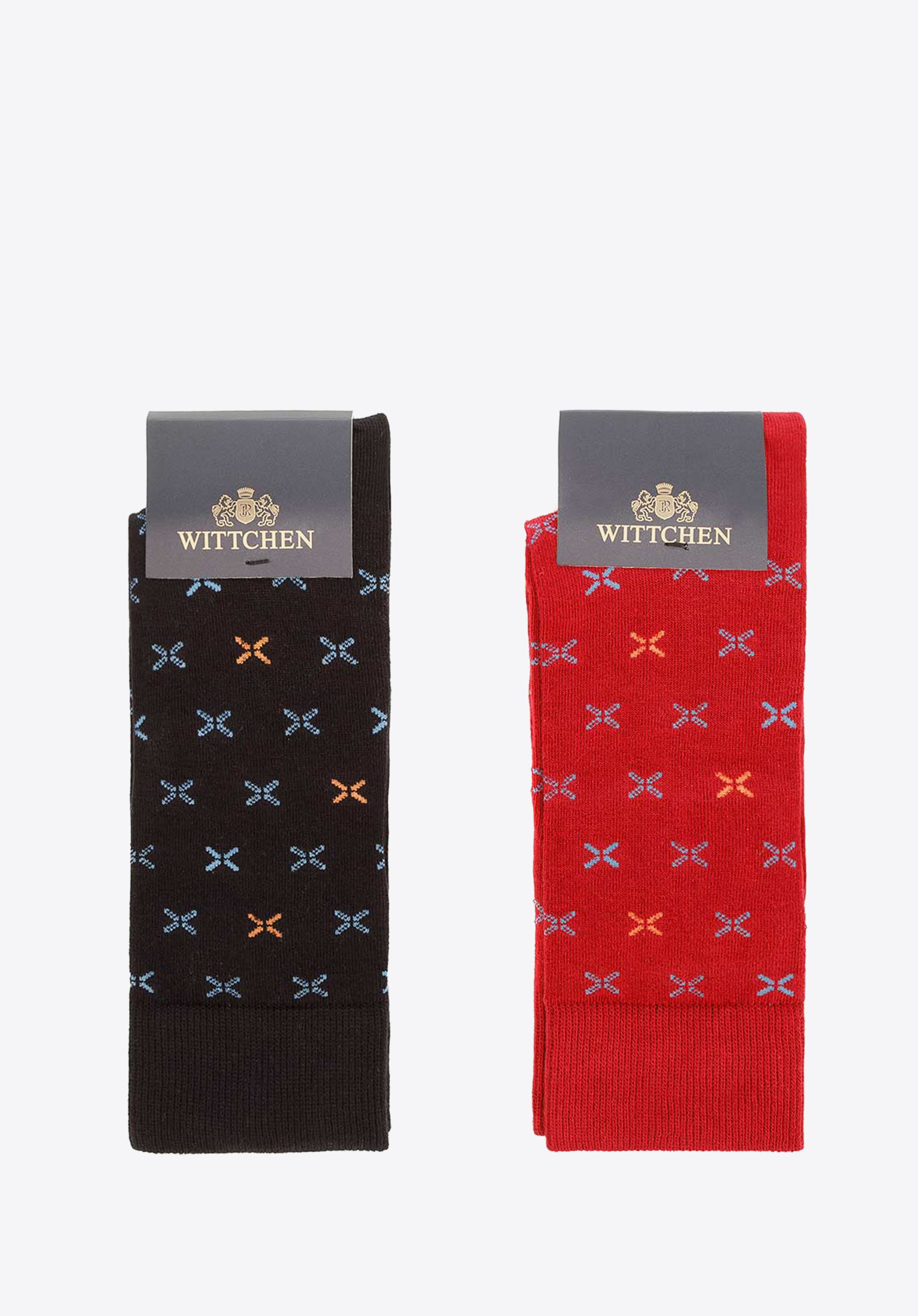 Men's cross pattern socks, multicoloured, 93-SK-014-X1-43/45, Photo 1