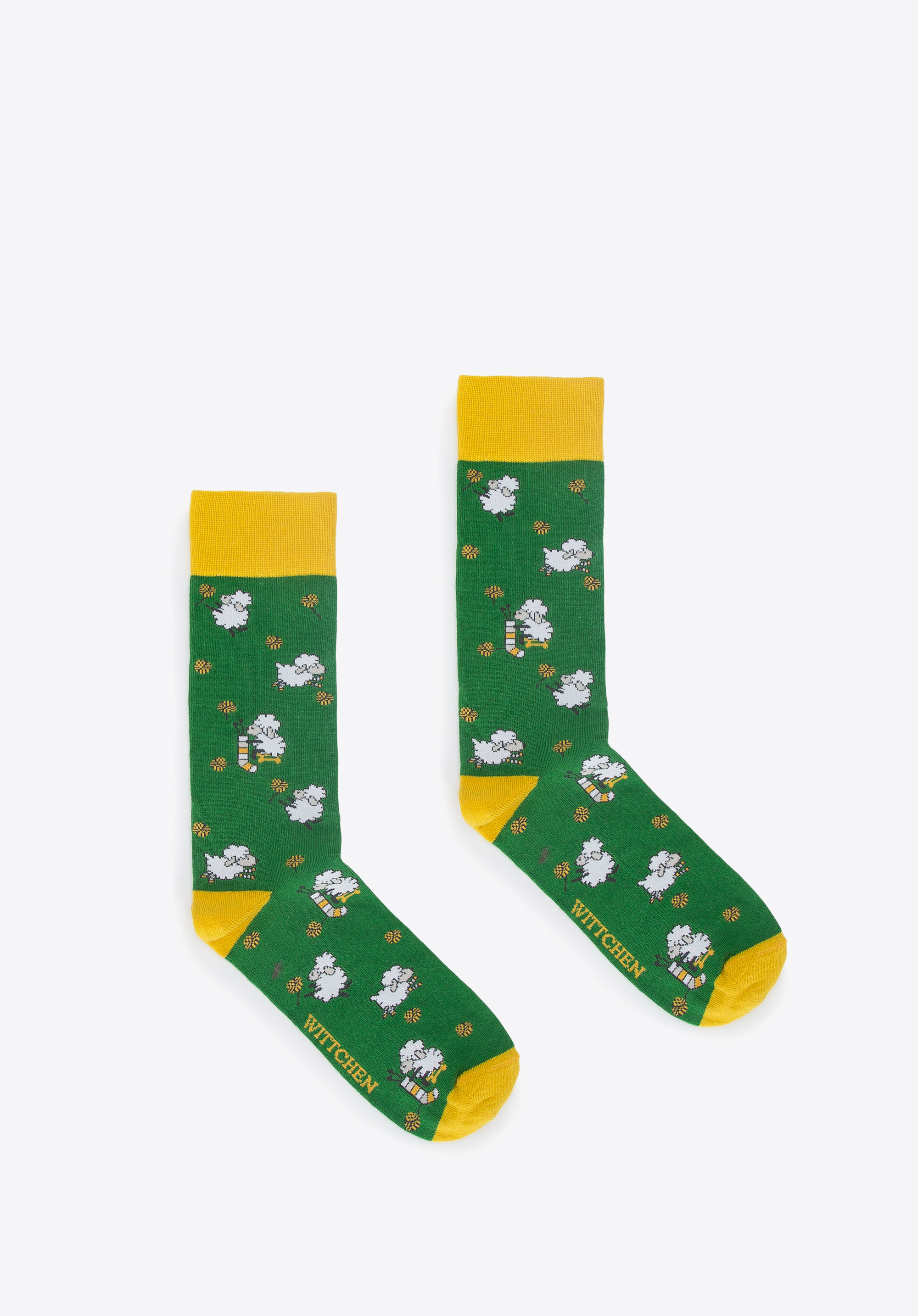 Męskie skarpetki w owce, zielono-żółty, 94-SM-003-X1-40/42, Zdjęcie 1