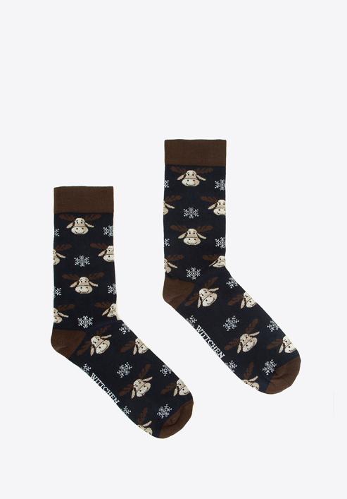 Men's reindeer socks - gift set of 2 pairs, navy blue-burgundy, 95-SM-006-X1-43/45, Photo 3