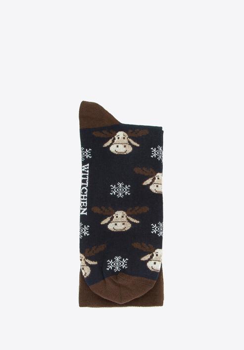 Men's reindeer socks - gift set of 2 pairs, navy blue-burgundy, 95-SM-006-X1-43/45, Photo 4