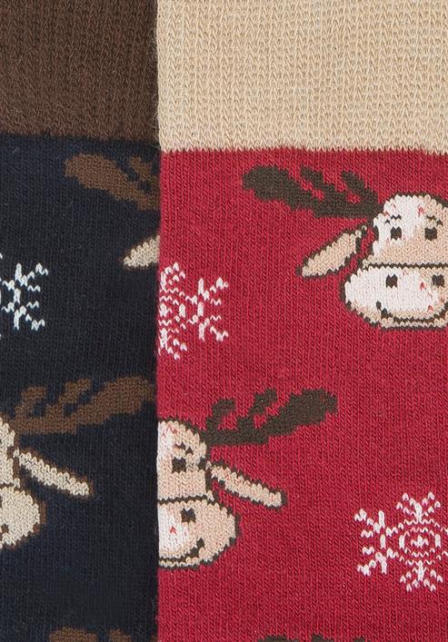 Men's reindeer socks - gift set of 2 pairs, navy blue-burgundy, 95-SM-006-X1-43/45, Photo 8