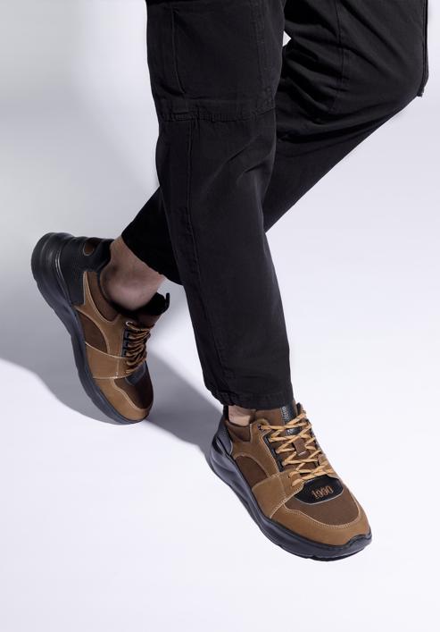 Męskie sneakersy na lekkiej podeszwie, brązowy, 96-M-951-4-42, Zdjęcie 16