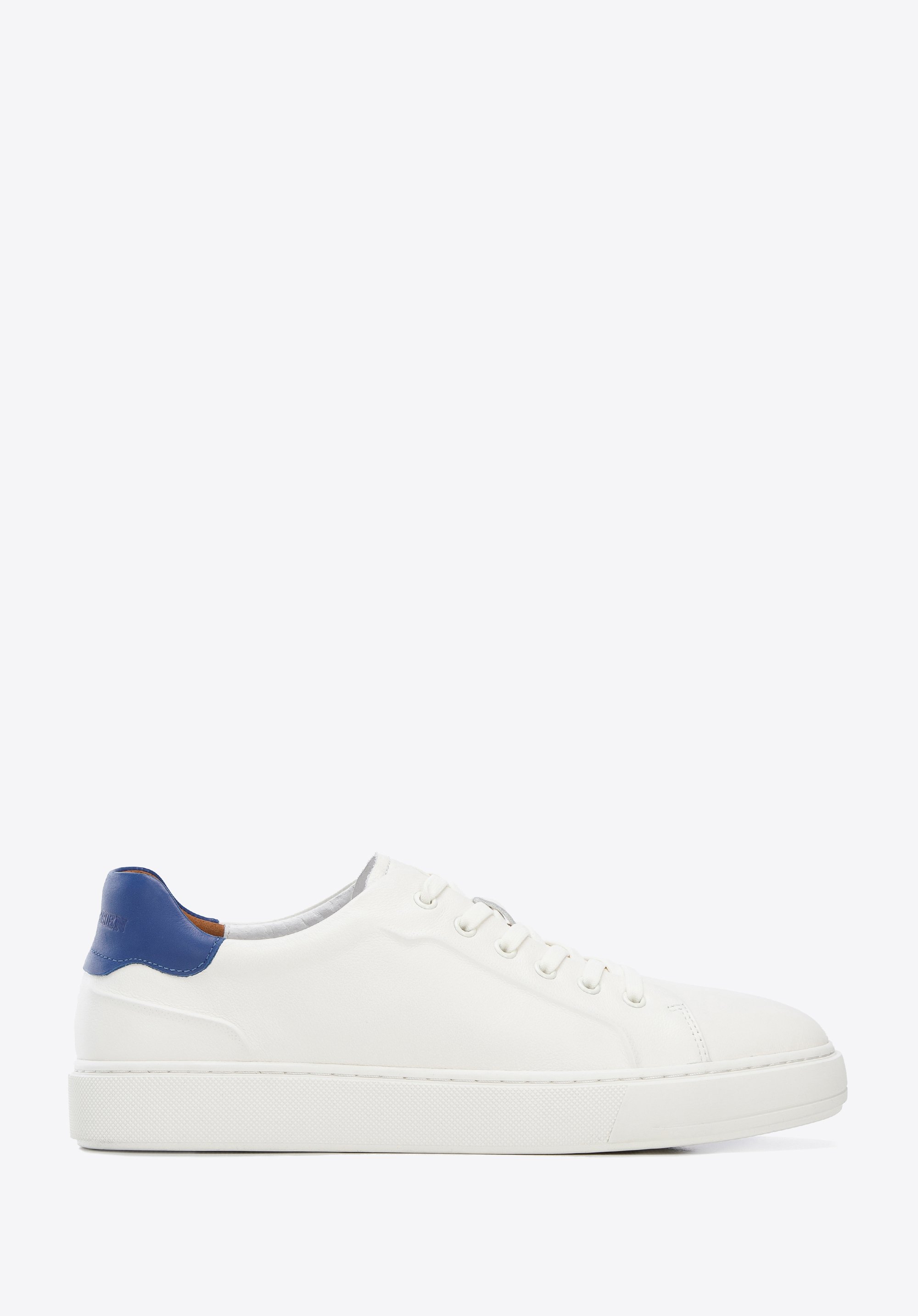 Męskie sneakersy skórzane klasyczne, kremowo-granatowy, 96-M-512-N-45, Zdjęcie 1