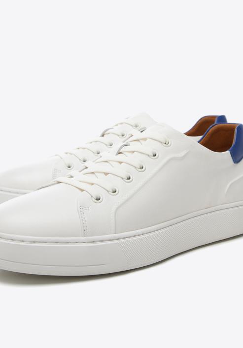 Men's classic leather trainers, cream-navy blue, 96-M-512-N-40, Photo 7