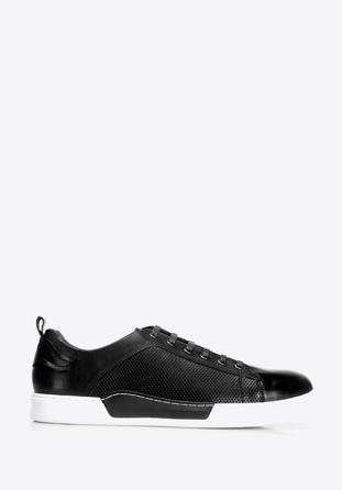 Men's leather trainers with a white sole, black, 92-M-900-1-39, Photo 1