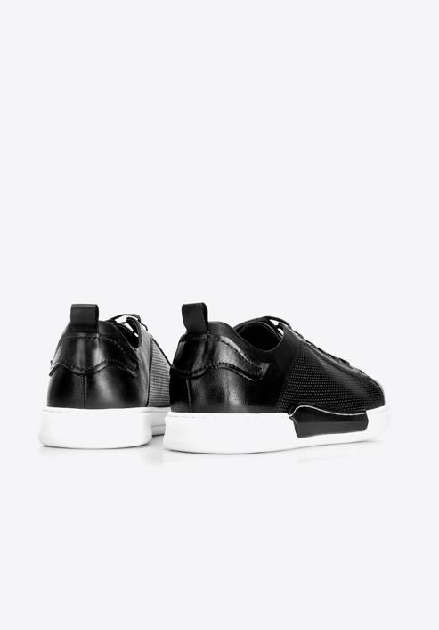 Men's leather trainers with a white sole, black, 92-M-900-1-40, Photo 10