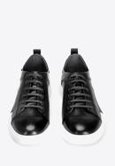Męskie sneakersy skórzane na białej podeszwie, czarny, 92-M-900-7-39, Zdjęcie 2