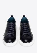 Men's leather trainers with a white sole, navy blue, 92-M-900-7-40, Photo 2