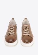 Men's leather trainers with a white sole, beige, 92-M-900-7-40, Photo 2