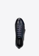 Men's leather trainers with a white sole, navy blue, 92-M-900-1-39, Photo 4