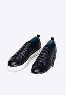 Men's leather trainers with a white sole, navy blue, 92-M-900-7-39, Photo 5