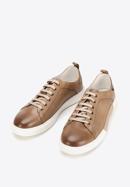 Men's leather trainers with a white sole, beige, 92-M-900-7-40, Photo 5