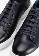 Men's leather trainers with a white sole, navy blue, 92-M-900-1-40, Photo 6