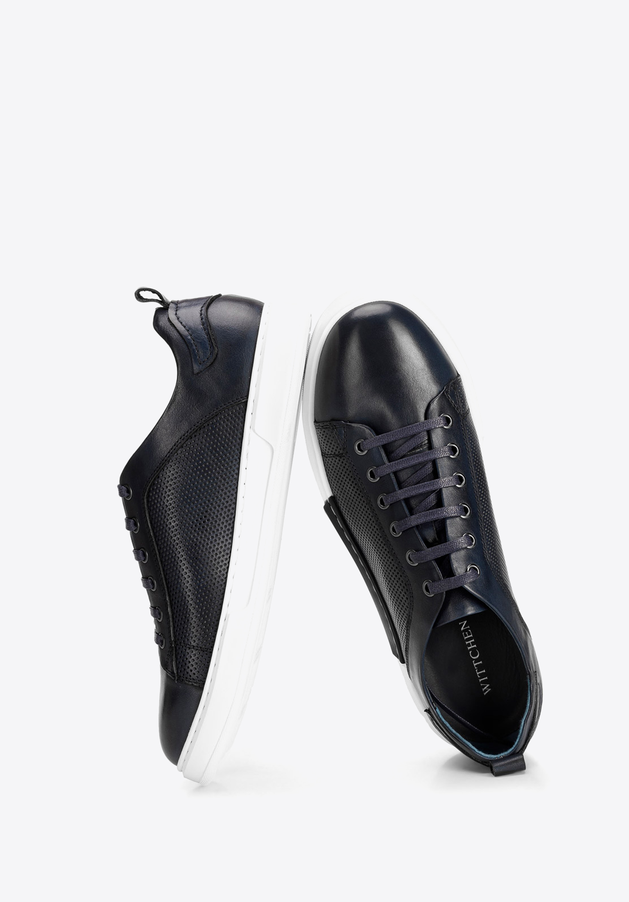 Black leather trainers white sole mens deals