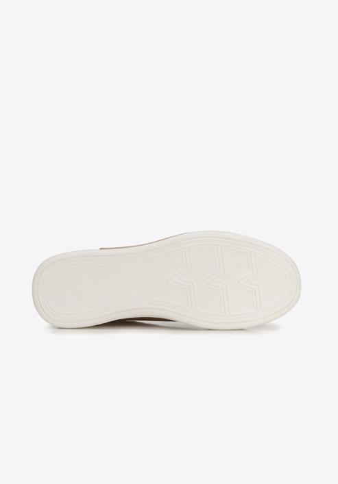 Męskie sneakersy skórzane na białej podeszwie, beżowy, 92-M-900-1-39, Zdjęcie 8