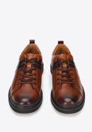 Męskie sneakersy skórzane na ciemnej podeszwie, brązowy, 93-M-505-4-40, Zdjęcie 3