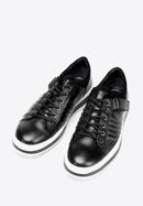 Men's leather trainers with a thick sole, black-white, 92-M-500-1-44, Photo 2