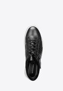 Męskie sneakersy skórzane na grubej podeszwie, czarno-biały, 92-M-500-7-41, Zdjęcie 4