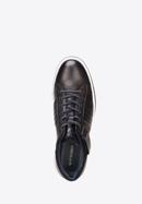 Men's leather trainers with a thick sole, navy blue-white, 92-M-500-1-40, Photo 4