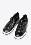 Men's leather trainers with a thick sole, black-white, 92-M-500-1-40, Photo 5