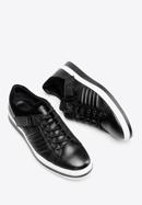 Men's leather trainers with a thick sole, black-white, 92-M-500-1-40, Photo 7