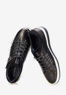 Men's leather trainers with a thick sole, navy blue-white, 92-M-500-1-40, Photo 7