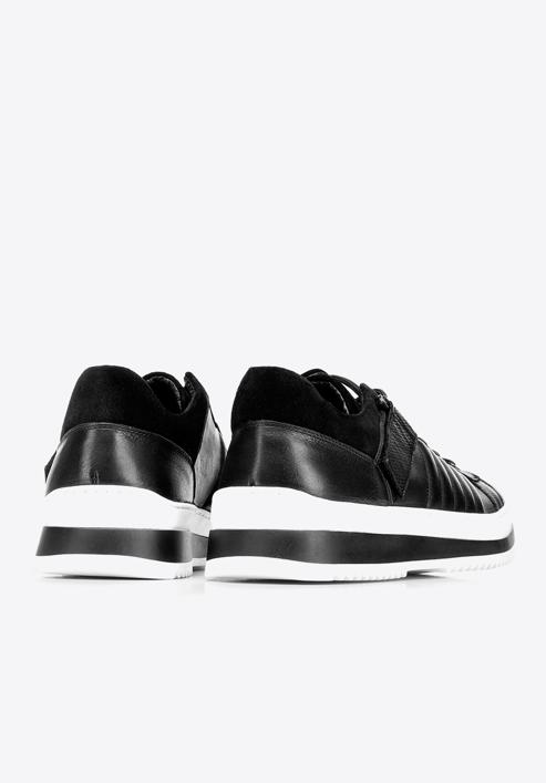 Men's leather trainers with a thick sole, black-white, 92-M-500-7-40, Photo 9