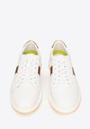 Rubber sole leather trainers, white-brown, 92-M-510-0-44, Photo 2
