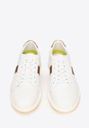 Rubber sole leather trainers, white-brown, 92-M-510-1-40, Photo 2