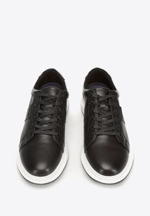 Rubber sole leather trainers, black, 92-M-510-1-41, Photo 1