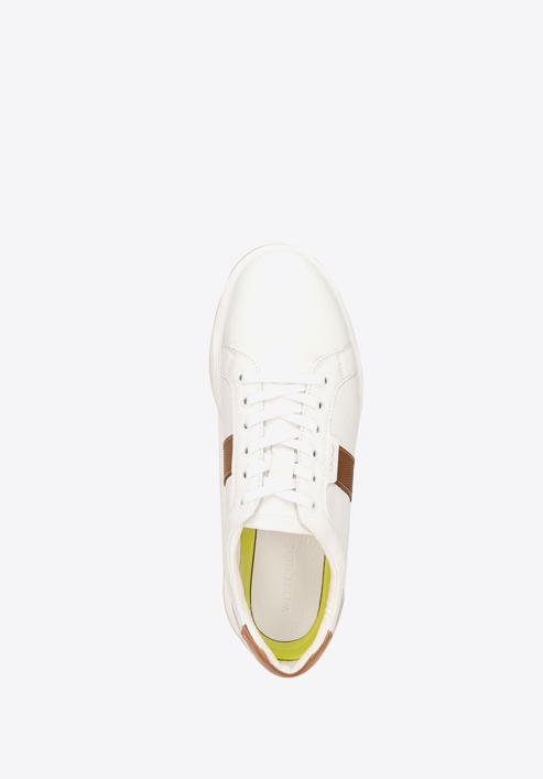 Rubber sole leather trainers, white-brown, 92-M-510-0-44, Photo 3