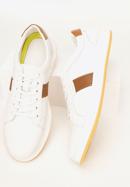Rubber sole leather trainers, white-brown, 92-M-510-0-41, Photo 5