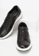 Męskie sneakersy skórzane na gumowej podeszwie, czarny, 92-M-510-0-40, Zdjęcie 5