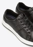 Męskie sneakersy skórzane na gumowej podeszwie, czarny, 92-M-510-0-44, Zdjęcie 6