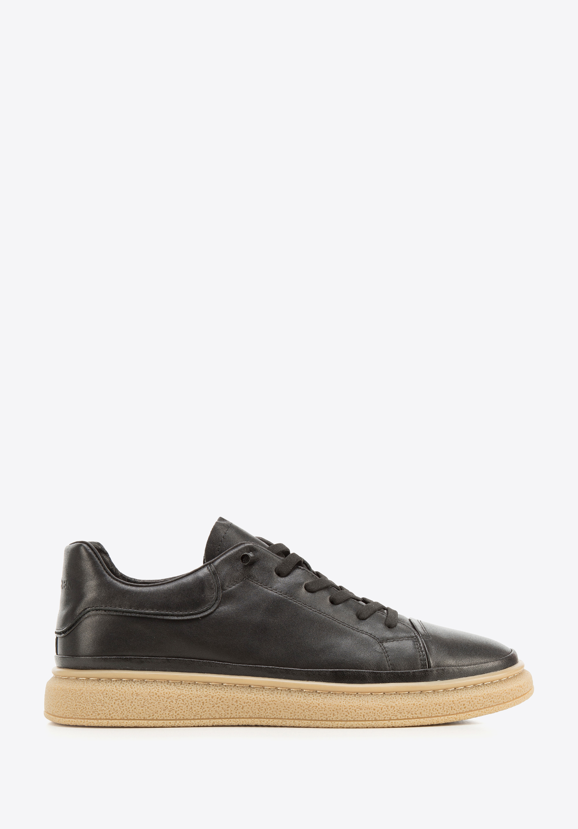 Męskie sneakersy skórzane na jasnej podeszwie, czarny, 94-M-952-1-44, Zdjęcie 1