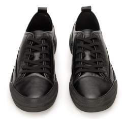 Męskie sneakersy skórzane o kroju trampek, czarny, 92-M-911-1-39, Zdjęcie 1