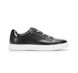 Męskie sneakersy skórzane w stylu trampek, czarno-biały, 93-M-500-0-42, Zdjęcie 1