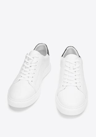 Męskie sneakersy skórzane w stylu trampek, biały, 93-M-500-0-42, Zdjęcie 1