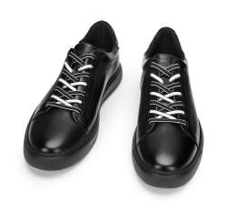 Męskie sneakersy skórzane w stylu trampek, czarny, 93-M-500-1-45, Zdjęcie 1