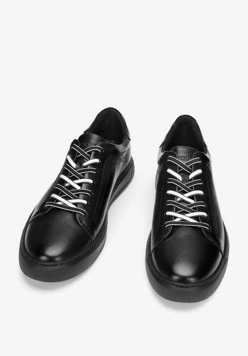 Męskie sneakersy skórzane w stylu trampek, czarny, 93-M-500-1W-40, Zdjęcie 2