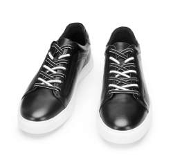 Męskie sneakersy skórzane w stylu trampek, czarno-biały, 93-M-500-1W-42, Zdjęcie 1