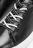 Męskie sneakersy skórzane w stylu trampek, czarno-biały, 93-M-500-1W-40, Zdjęcie 7
