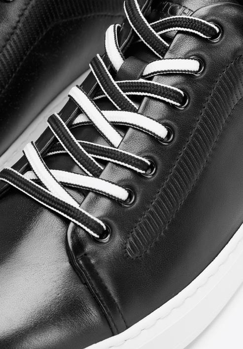 Men's leather trainers, black-white, 93-M-500-1W-40, Photo 7