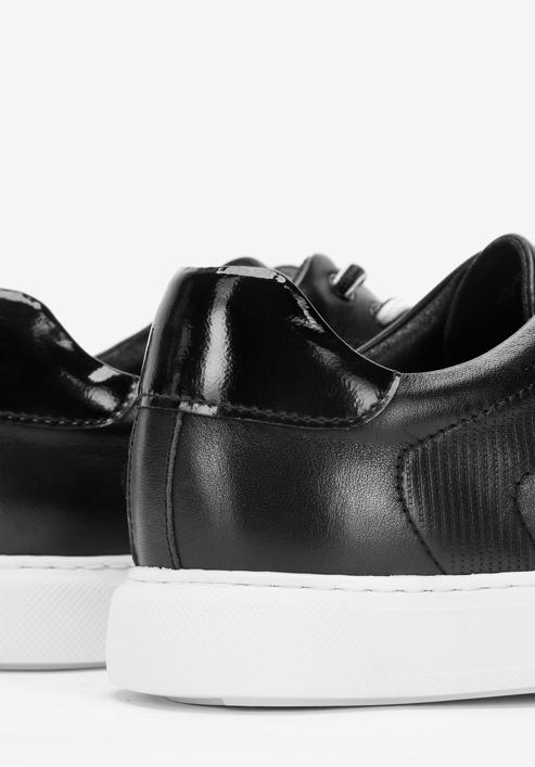 Męskie sneakersy skórzane w stylu trampek, czarno-biały, 93-M-500-1W-40, Zdjęcie 8