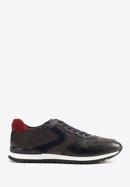 Men's leather trainers, grey-navy blue, 93-M-508-N-40, Photo 1
