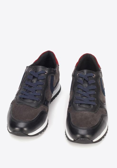 Men's leather trainers, grey-navy blue, 93-M-508-N-40, Photo 2
