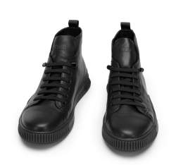 Męskie sneakersy skórzane wysokie, czarny, 94-M-950-1-40, Zdjęcie 1