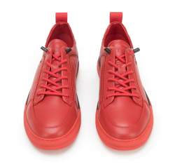 Męskie sneakersy skórzane z haftem, czerwony, 94-M-951-3-40, Zdjęcie 1
